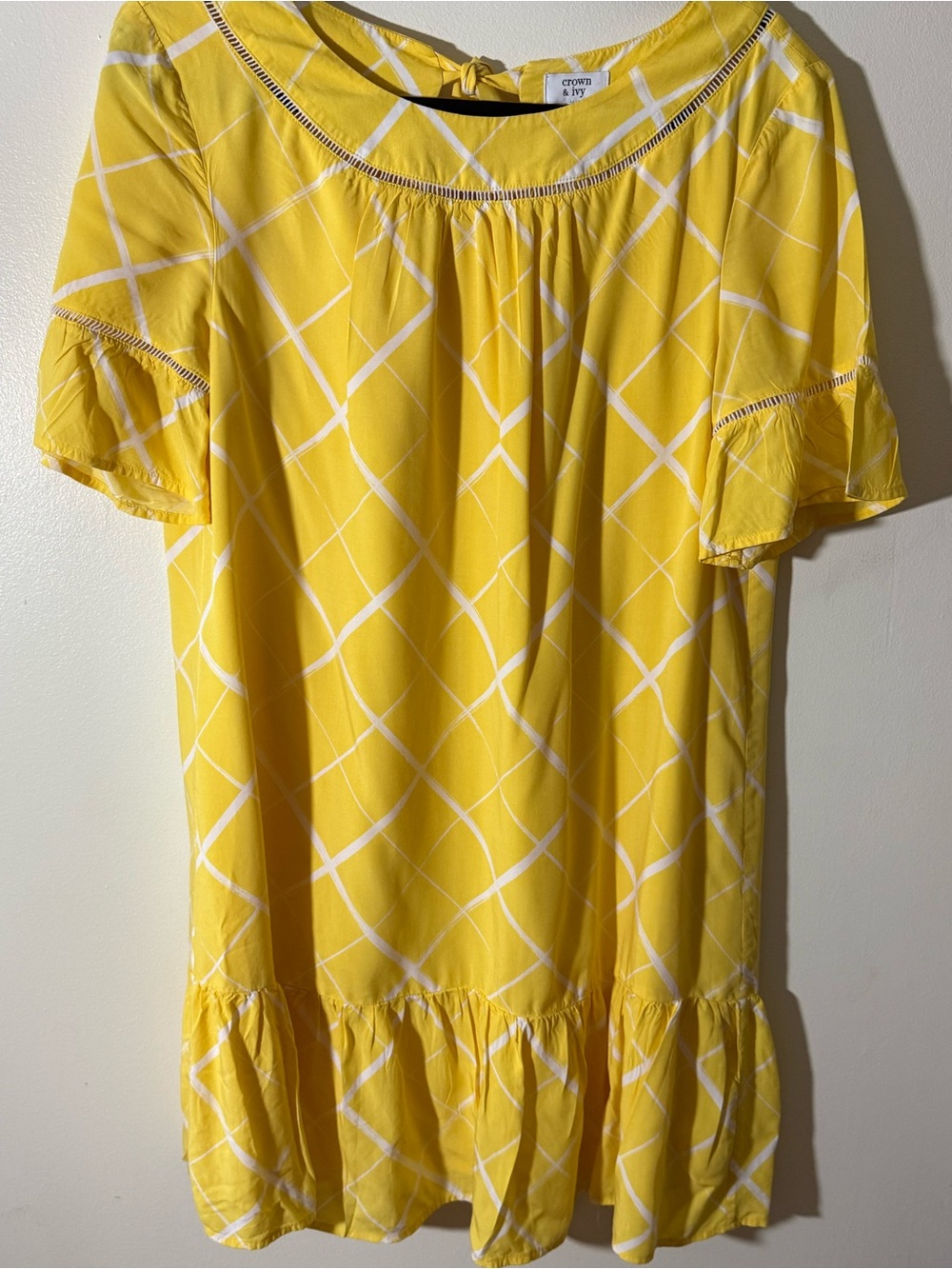 crown & ivy Yellow and White Geometric Short-Sleeve Tunic